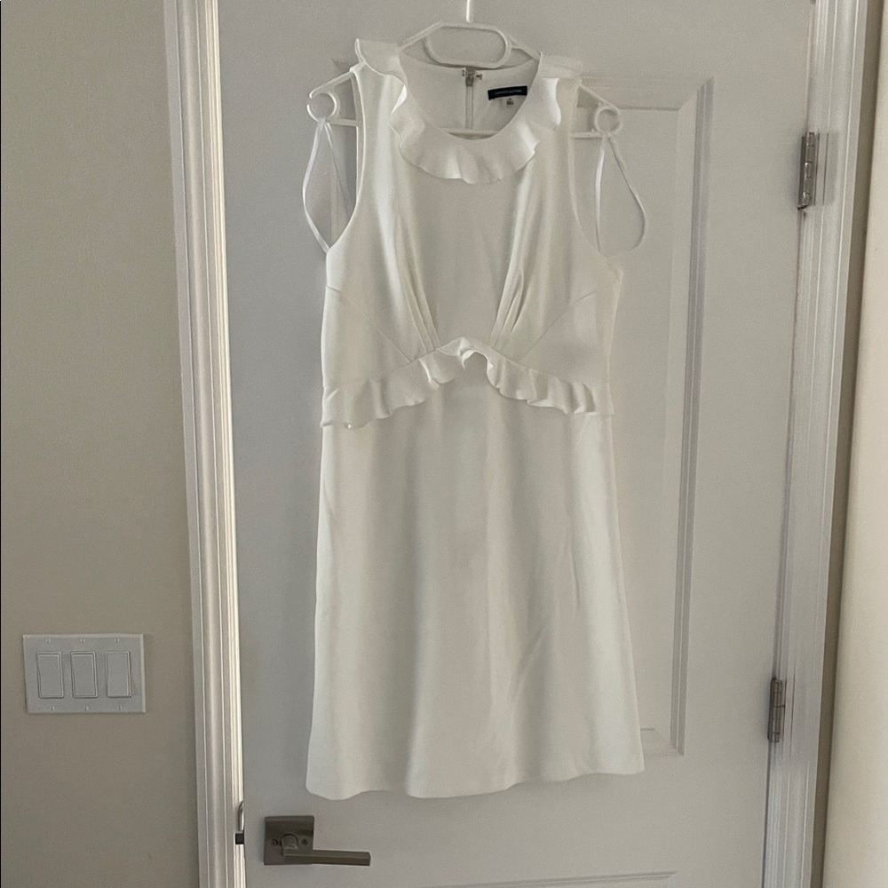 Tommy Hilfiger Sleeveless White Ruffle Trim Dress